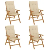 vidaXL Gartenstühle mit Kissen 4 Stk. Massivholz Teak