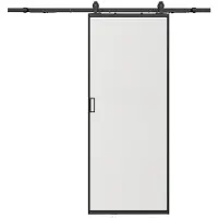 Vente-unique Wandschiebetür - Aluminium und mattiertes gehärtetes Glas - H 205 x B 63 cm - LINCI II