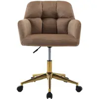 Vente-unique Bürostuhl höhenverstellbar - Samt - Beige & Goldfarben - PEGA von Pascal Morabito