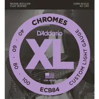Daddario ECB84 Chromes Bass Guitar Strings Custom Light 40-100 Long