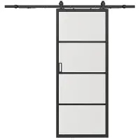 Vente-unique Wandschiebetür - Aluminium und mattiertes gehärtetes Glas - H 205 x B 63 cm - SINCA II