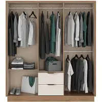 Vente-unique Kleiderschrank mit 6 Türen & 2 Schubladen - 162 cm - Beige & Holzfarben - FEOVA