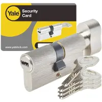 Yale Zylinder mit Knopf, 6 Stifte, 4 Schlüssel, 1 Karte, 30 x 30 mm –