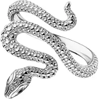 Thomas Sabo Fingerring "Schlangen-Optik Tempting Romance" Gr. 52, silber (silberfarben, schwarz), Fingerringe, Damen, 52, Silber 925 (recycelt), 2,7mm, Fingerring