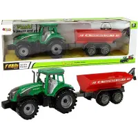 Leantoys Lean Toys Grüner Traktor mit rotem Anhänger Fractal Drive