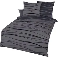 TRAUMSCHLAF Biber Bettwäsche Motion zinn 200x220 cm + 2x 80x80 cm
