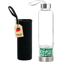Intirilife Trinkflasche mit Heilsteinen und Tasche 400ml