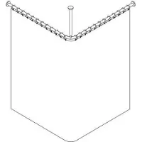 Hewi 801 Vorhangstange 801.34.116292 1200 x 1200 mm, 24 Vorhangringe, anthrazitgrau, mit Deckenabhängung und Duschvorhang