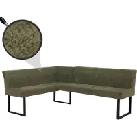 Mendler Eckbank HWC-O82, Esszimmerbank Bank, (310g/m²) Chenille Stoff/Textil Metall 159x210cm grün