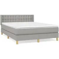 Syfax Boxspringbett mit Matratze Hellgrau 140x190 cm Stoff