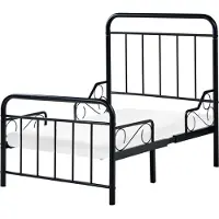 Beliani Mitwachsendes Kinderbett Schwarz Metall mit Lattenrost 90x200 cm Verlängerbar Ausziehbar Hohes Kopf- und Fußteil Modernes Design Kinderzimmer