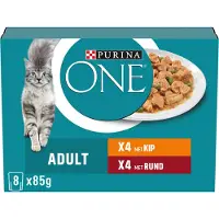 Purina One Adult mit Huhn, Rind und Gemüse in Sauce Katzen-Nassfutter