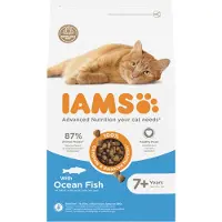 IAMS For Vitality Cat Senior Ocean Fish für ältere Katzen mit Fisch 3 kg + 3 x Huhn und Pute in Sauce 85 g GRATIS