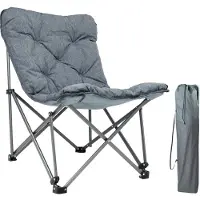 TRVLMORE Campingstuhl - Zusammenklappbar - Inkl. Tragetasche - Campingstuhl - Schmetterlingsstuhl - 136 kg Belastbarkeit - Grau