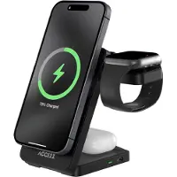 Accezz 3-in-1 Faltbares Kabelloses MagSafe Ladegerät - 20 Watt - Schwarz