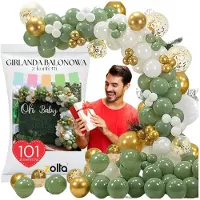 Zolta Ballongirlanden-Set grün-goldenes Konfetti für Geburtstag, Taufe, 101-teilig