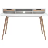 Miliboo Skandinavischer Schreibtisch aus Holz und weiß L140 cm OPUS