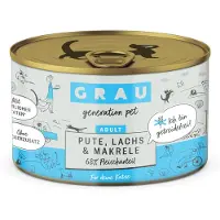 Grau getreidefreies Katzenfutter Pute, Lachs & Makrele - 6 x 200 g