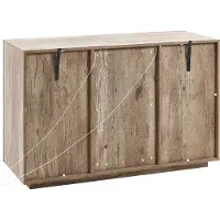 Beliani Rustikales Sideboard mit 2 Türen und Regalen aus hellem Holz und schwarzem MDF, mit LED-Licht Wohnzimmer-Schlafzimmer-Aufbewahrung