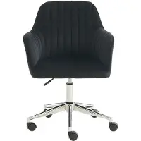 Vente-unique Bürostuhl höhenverstellbar - Samt - Schwarz - ELEANA