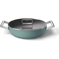 Smeg DPF2812EGM Pfanne, 28 cm, Keramik, Edelstahlgriffe, Smaragdgrün