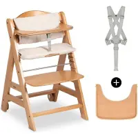 Hauck Beta+, Traditioneller Hochstuhl, Gepolsterter Sitz, Holz, Einfarbig, 5-Punkt, 90 kg