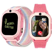 Rebel Cactus Die kompakteste Kinder Smartwatch - GPS Tracker - (Video) Anrufen - Whatsapp/Singal - Sprache Uhr & Kundenservice in DE