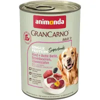 Animonda GranCarno Adult Single Protein Superfoods 6 x 400 g - Rind + Rote Bete, Brombeeren, Löwenzahn