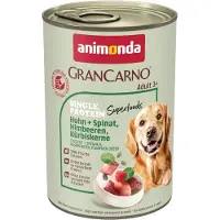 Animonda GranCarno Sparpaket Adult Single Protein Superfoods 24 x 400 g - Huhn + Spinat, Himbeeren, Kürbiskerne
