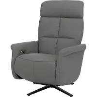 Mendler Relaxsessel MCW-L10, TV-Sessel Liegesessel, Liegefunktion drehbar, elektrisch verstellbar Voll-Leder grau