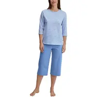 Calida Capri-Pyjama "Lovely Nights" 2 tlg. Rundhalsausschnitt, Baumwolle, atmungsaktiv, 3/4-Länge