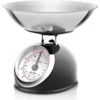 Eta Küchenwaage STORIO ETA577790020 Retro schwarz, analog, Ganzmetall-Design mit einer Edelstahlschale, bis 5kg