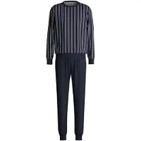 Calida Schlafanzug "Relax Streamline 4" 2 tlg. gestreift, Langarm, basic, Rundhalsausschnitt, Baumwolle