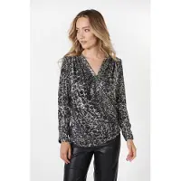 Esqualo Top Sequins Scattered Illusion Print Größe: 36 | Longsleeves Outlet | Damen