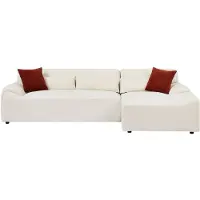 Vente-unique Ecksofa - Ecke rechts - Chenille-Stoff - Beige - OVILIO