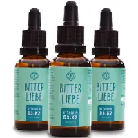 BitterLiebe - Vitamin D3 K2 Tropfen hochdosiert und vegan für starke Knochen Immunsystem 90 ml