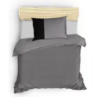 L'essentiel Maison , Plain - Grey, Black, Einzelbett-XXL-Bettbezug-Set (DE), Grau, 100 % Baumwolle, 155 x 155 cm