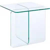 Beliani Beistelltisch Transparent Glas 46 cm Hoch Quadratisch 50x50 cm Modern Schlicht Tischchen Tisch zum Sofa Couchtisch Kaffeetisch