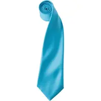 Premier Mens Plain Satin Krawatte (Schmales Blatt) (Türkis)