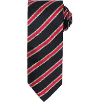 Premier Mens Waffle Stripe Formal Business Tie (Schwarz/Rot)