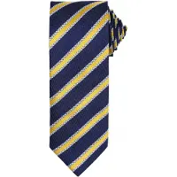 Premier Mens Waffle Stripe Formal Business Tie (Marine/Gold)