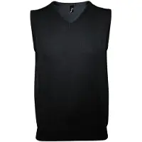 Sols Unisex Herren ärmellose V-Ausschnitt Pullover Weste (Schwarz)