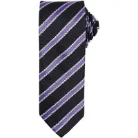 Premier Mens Waffle Stripe Formal Business Tie (Schwarz/Rich Violet)