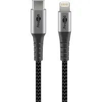 Goobay 49270, 0,5 m, USB C, Lightning, Männlich, Männlich, Schwarz, Grau