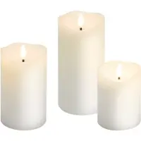 Goobay 3er-Set LED-Echtwachskerzen, weiß