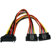 StarTech.com SATA Y-Strom-Adapterkabel mit Verriegelungs Clip 15cm - S-ATA Y Splitter Stromkabel St/Bu, 0,15 m, SATA 15-Pin, 2 x SATA 15-Pin, Männlich, Weiblich, Gerade