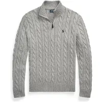 Ralph Lauren für Herren. 710810841002 Baumwolljersey in grau-ecru gestrickt (M), Lässig, Baumwolle, Klassisch