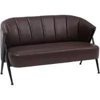 Mendler Wohnzimmer-Set MCW-P30, 2er-Sofa 2x Sessel, Vintage Retro Industrial Metall Kunstleder dunkelbraun