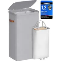 Songmics Praktischer Wäschekorb mit Fächern und Deckel LCB811GD01