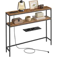 Vasagle Konsolentisch mit 2 Ablagen 20 x 100 x 80 cm vintagebraun-tintenschwarz LNT136KD01